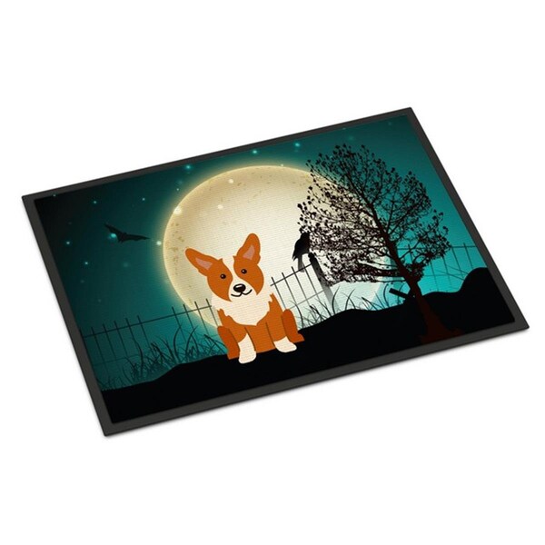 Carolines Treasures Halloween Scary Corgi Indoor or Outdoor Mat, 24 x 0.25 x 36 in. BB2290JMAT - main